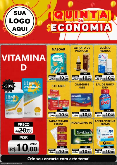 Modelo de Encarte para Encarte A4 Vertical com o tema Quinta da Economia para Farmácia