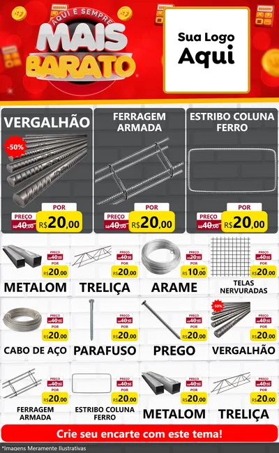 Modelo de Encarte para Encarte Grande com o tema Mais Barato para Ferragens