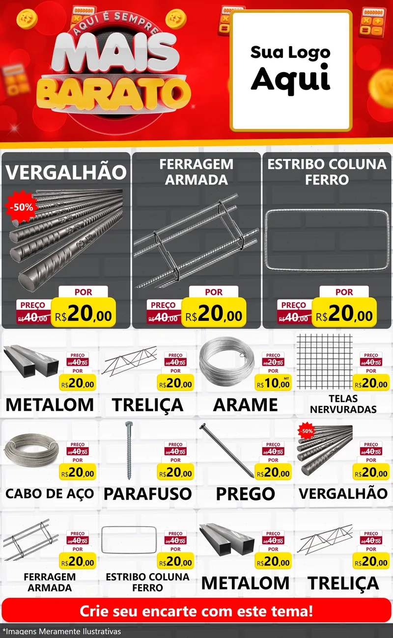 Modelo de Encarte para Encarte Grande com o tema Mais Barato para Ferragens