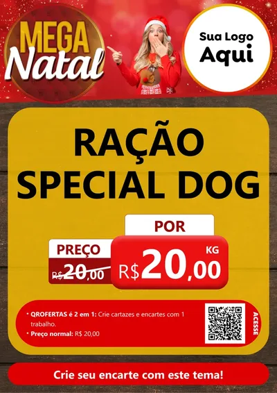 Modelo de Cartaz para Cartaz A4 Vertical com o tema Mega Natal para Pet Shop