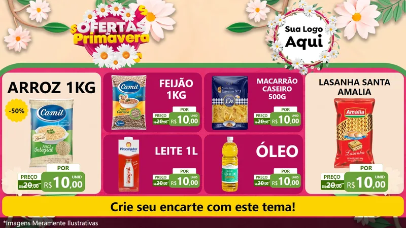 Modelo de TV para TV Horizontal com o tema Ofertas de Primavera para Supermercado