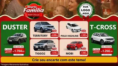 Modelo de TV para TV Horizontal com o tema Alegria Em Família - Super Ofertas para Concessionaria de Carros