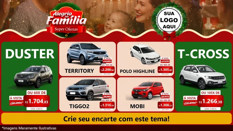 Modelo de TV para TV Horizontal com o tema Alegria Em Família - Super Ofertas para Concessionaria de Carros