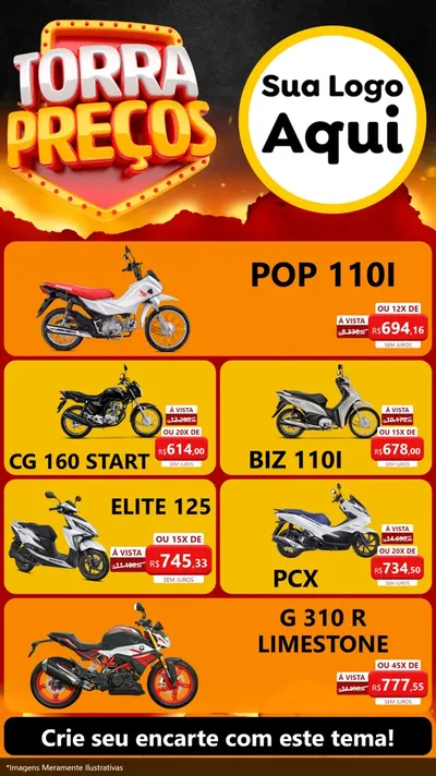 Modelo de TV para TV Vertical com o tema Torra Preços para Concessionaria de Motos