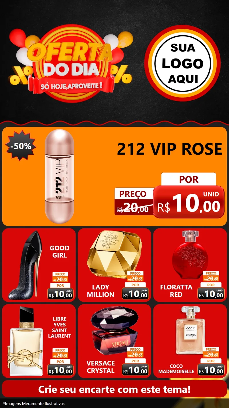 Modelo de Rede Social para Stories com o tema Oferta do Dia - Só hoje, Aproveite! para Perfumes