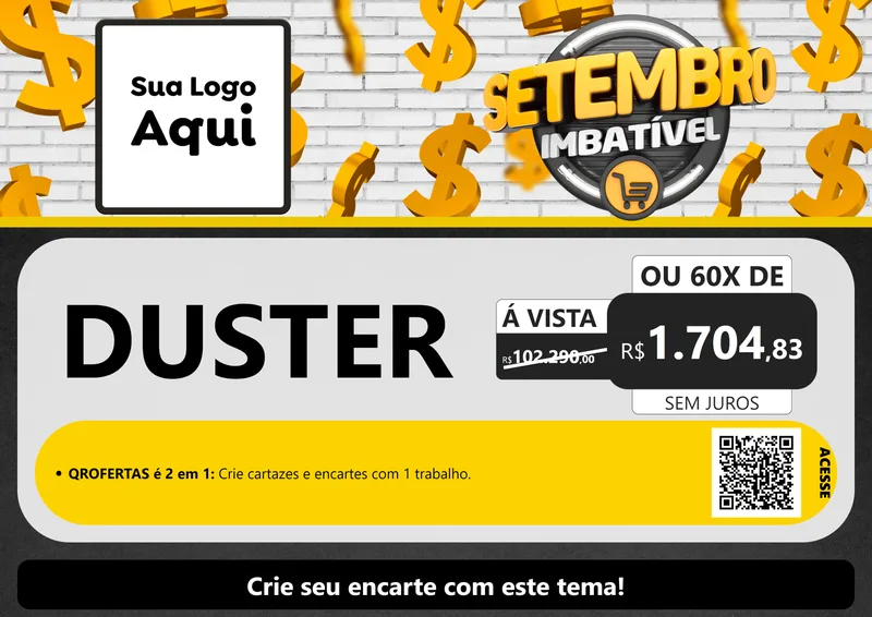 Modelo de Cartaz para Cartaz A4 Horizontal com o tema Setembro Imbatível para Concessionaria de Carros