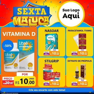 Modelo de Rede Social para Feed Facebook com o tema Sexta Maluca para Farmácia