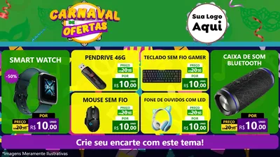 Modelo de TV para TV Horizontal com o tema Carnaval de Ofertas para Informática