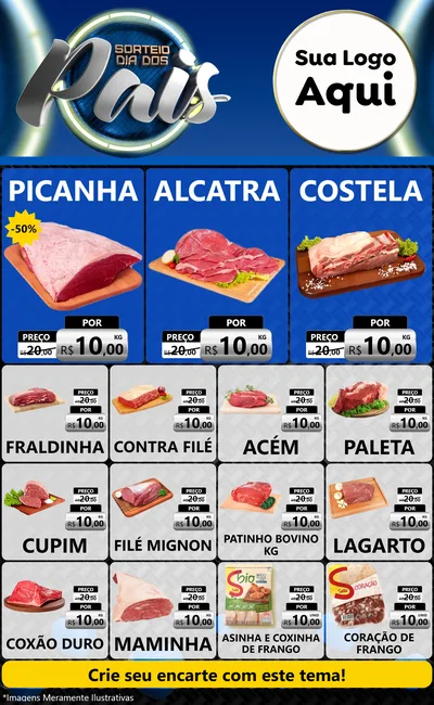 Modelo de Encarte para Encarte Grande com o tema Sorteio Dia Dos Pais para Açougue