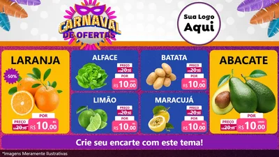 Modelo de TV para TV Horizontal com o tema Carnaval de Ofertas para Hortifrúti