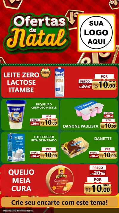Modelo de TV para TV Vertical com o tema Ofertas de Natal para Frios e Laticínios