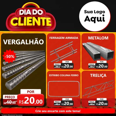 Modelo de Rede Social para Feed Facebook com o tema Dia do Cliente para Ferragens
