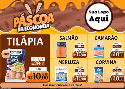 Modelo de Encarte para Encarte A4 Horizontal com o tema Páscoa da Economia para Peixaria