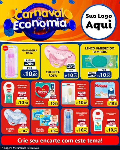Modelo de Rede Social para Feed Instagram com o tema Carnaval da Economia para Bebês