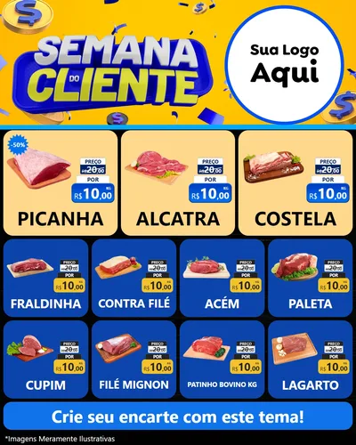 Modelo de Rede Social para Feed Instagram com o tema Semana do Cliente para Açougue