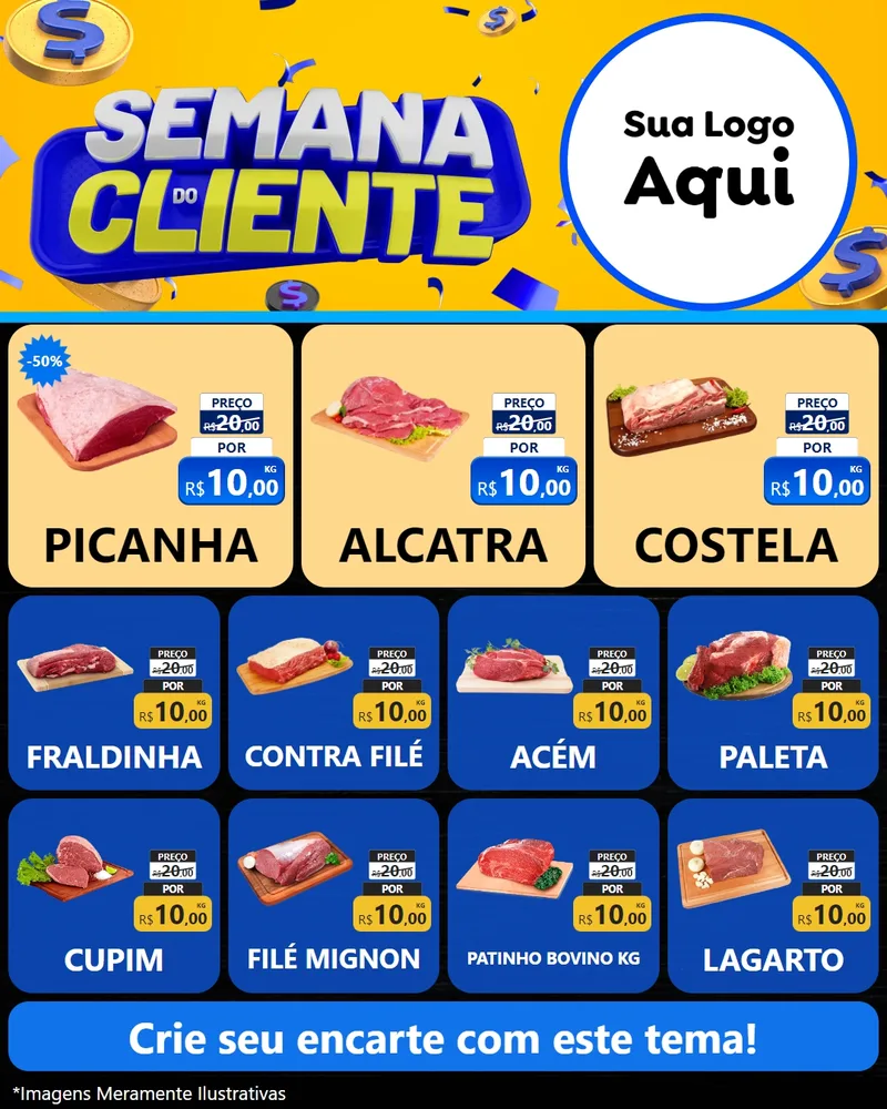 Modelo de Rede Social para Feed Instagram com o tema Semana do Cliente para Açougue
