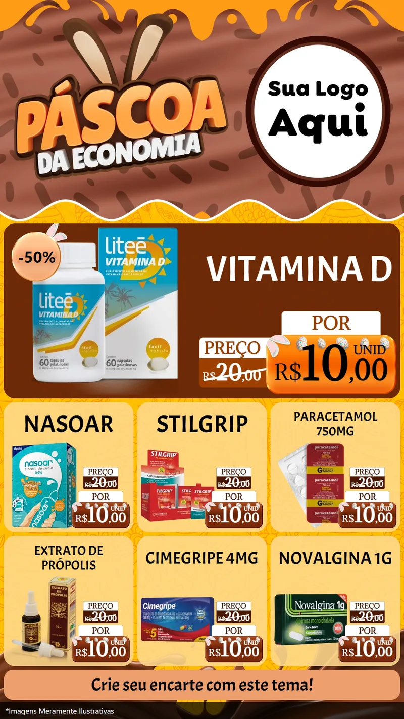 Modelo de Rede Social para Stories com o tema Páscoa da Economia para Farmácia