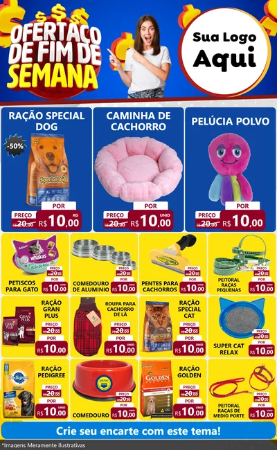 Modelo de Encarte para Encarte Grande com o tema Ofertaço de Fim de Semana para Pet Shop
