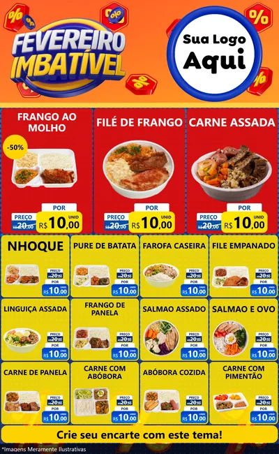 Modelo de Encarte para Encarte Grande com o tema Fevereiro Imbatível para Restaurante