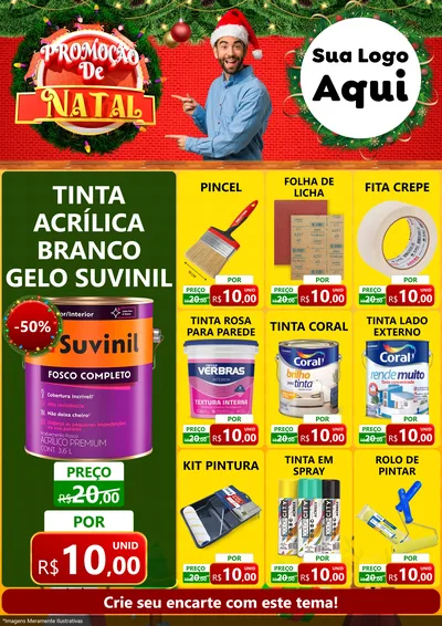 Modelo de Encarte para Encarte A4 Vertical com o tema Promoção de Natal para Tintas e Ferramentas