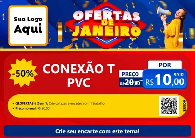 Modelo de Cartaz para Cartaz A4 Horizontal com o tema Ofertas de Janeiro para Tubos e conexões