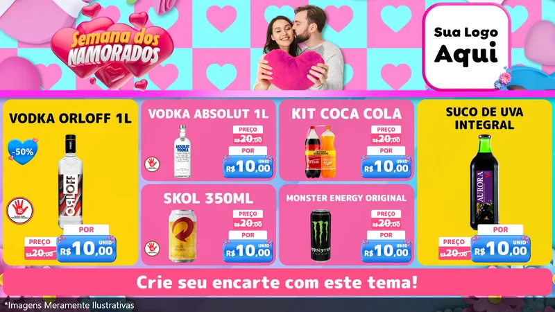 Modelo de TV para TV Horizontal com o tema Semana dos Namorados para Distribuidora de bebidas