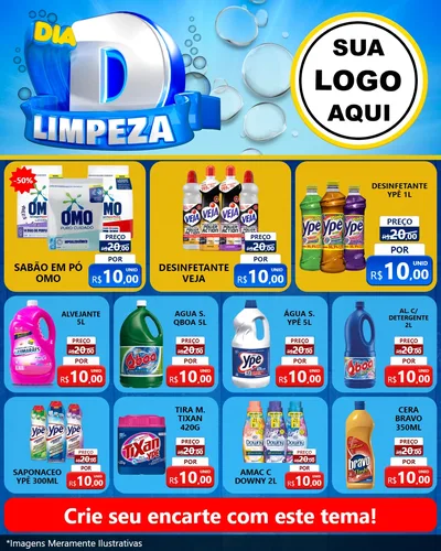 Modelo de Rede Social para Feed Instagram com o tema Dia D Limpeza para Produtos de Limpeza
