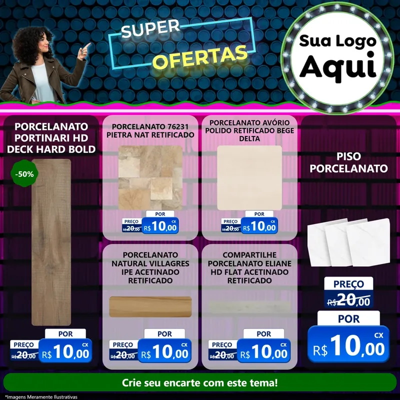 Modelo de Rede Social para Feed Facebook com o tema Super Ofertas para Pisos e revestimentos