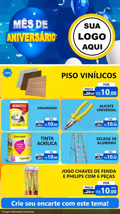 Modelo de TV para TV Vertical com o tema Mês de Aniversário para Material para Construção