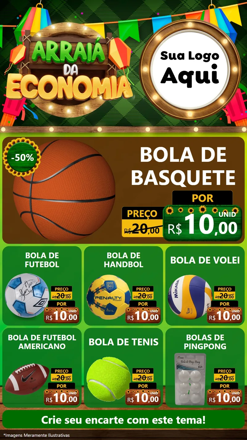 Modelo de Rede Social para Stories com o tema Arraiá de Economia para Artigos Esportivos