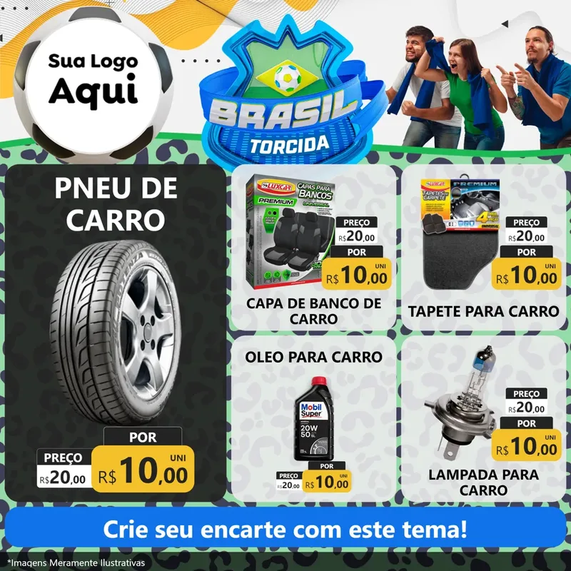 Modelo de Rede Social para Feed Facebook com o tema Brasil Torcida - Copa para Auto peças