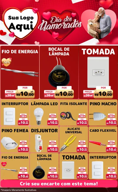 Modelo de Encarte para Encarte Grande com o tema Dia Dos Namorados para Materiais Elétricos