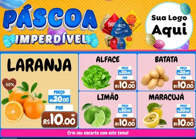 Modelo de Encarte para Encarte A4 Horizontal com o tema Páscoa Imperdível para Hortifrúti