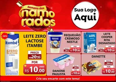Modelo de Encarte para Encarte A4 Horizontal com o tema Semana dos namorados para Frios e Laticínios
