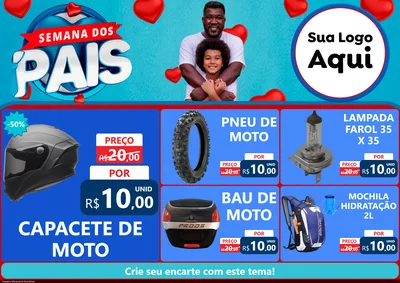 Modelo de Encarte para Encarte A4 Horizontal com o tema Semana Dos Pais para Moto peças