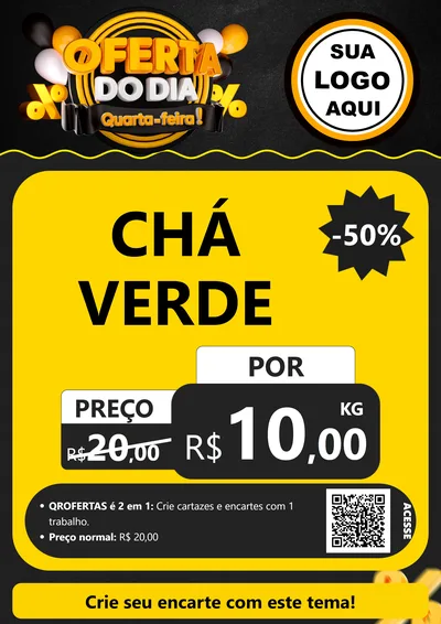 Modelo de Cartaz para Cartaz A4 Vertical com o tema Oferta do Dia - Quarta Feira! para Produtos Naturais