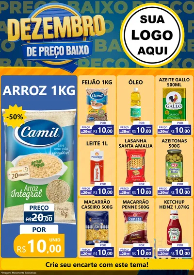 Modelo de Encarte para Encarte A4 Vertical com o tema Dezembro de Preço Baixo para Supermercado