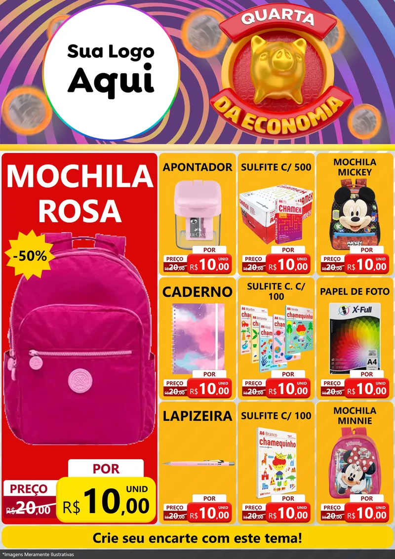 Modelo de Encarte para Encarte A4 Vertical com o tema Quarta da Economia para Papelaria