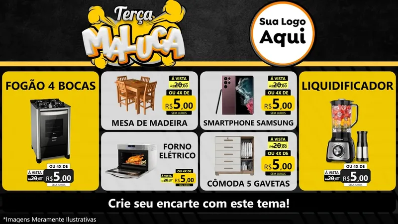 Modelo de TV para TV Horizontal com o tema Terça Maluca para Móveis e Eletro