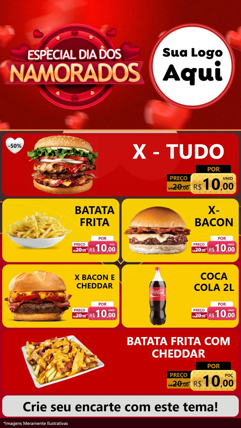 Modelo de TV para TV Vertical com o tema Especial Dia Dos Namorados para Hamburgueria