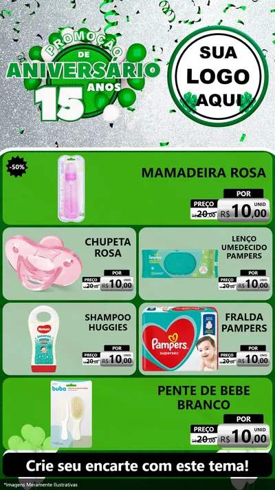 Modelo de TV para TV Vertical com o tema Promoção de Aniversário - 15 Anos para Bebês