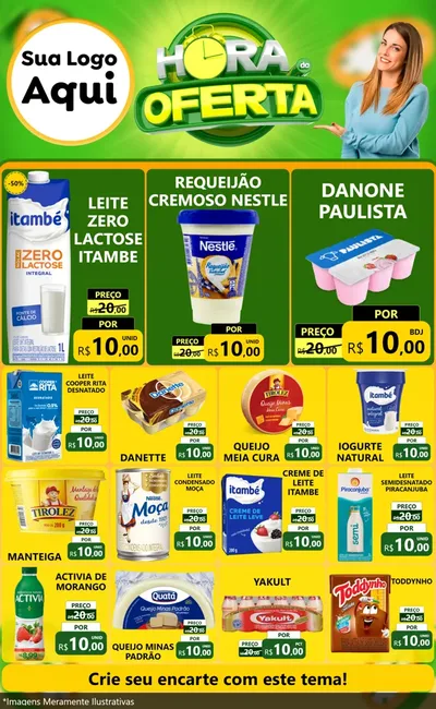 Modelo de Encarte para Encarte Grande com o tema Hora da Oferta para Frios e Laticínios