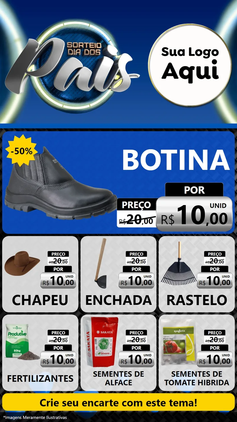 Modelo de Rede Social para Stories com o tema Sorteio Dia Dos Pais para Agropecuária