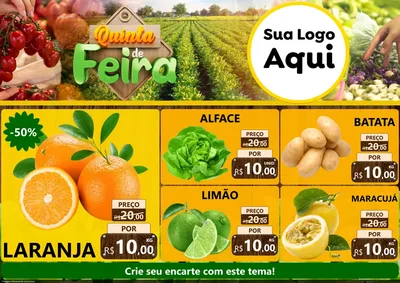 Modelo de Encarte para Encarte A4 Horizontal com o tema Quinta de Feira para Hortifrúti