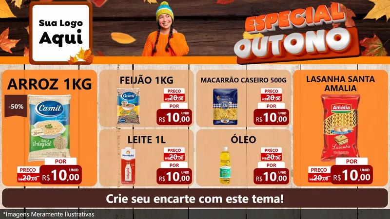 Modelo de TV para TV Horizontal com o tema Especial Outono para Supermercado