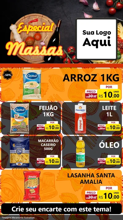 Modelo de TV para TV Vertical com o tema Especial Massas para Supermercado
