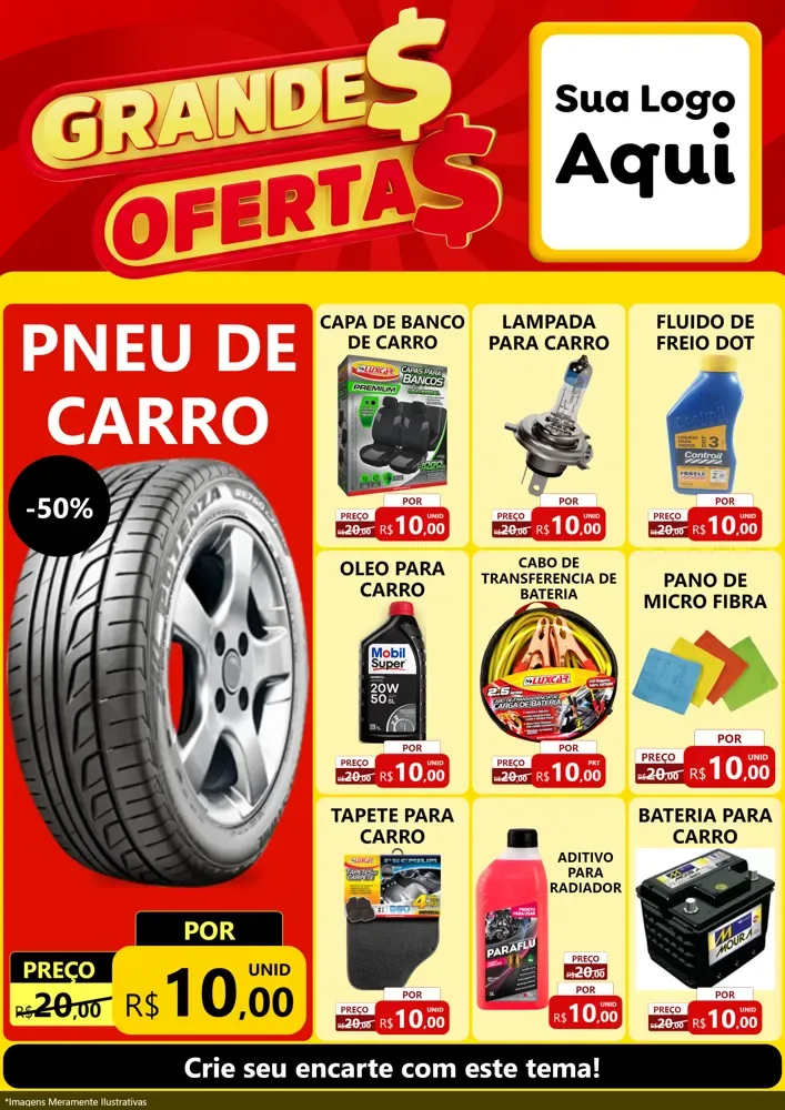 Modelo de Encarte para Encarte A4 Vertical com o tema Grandes Ofertas para Auto peças