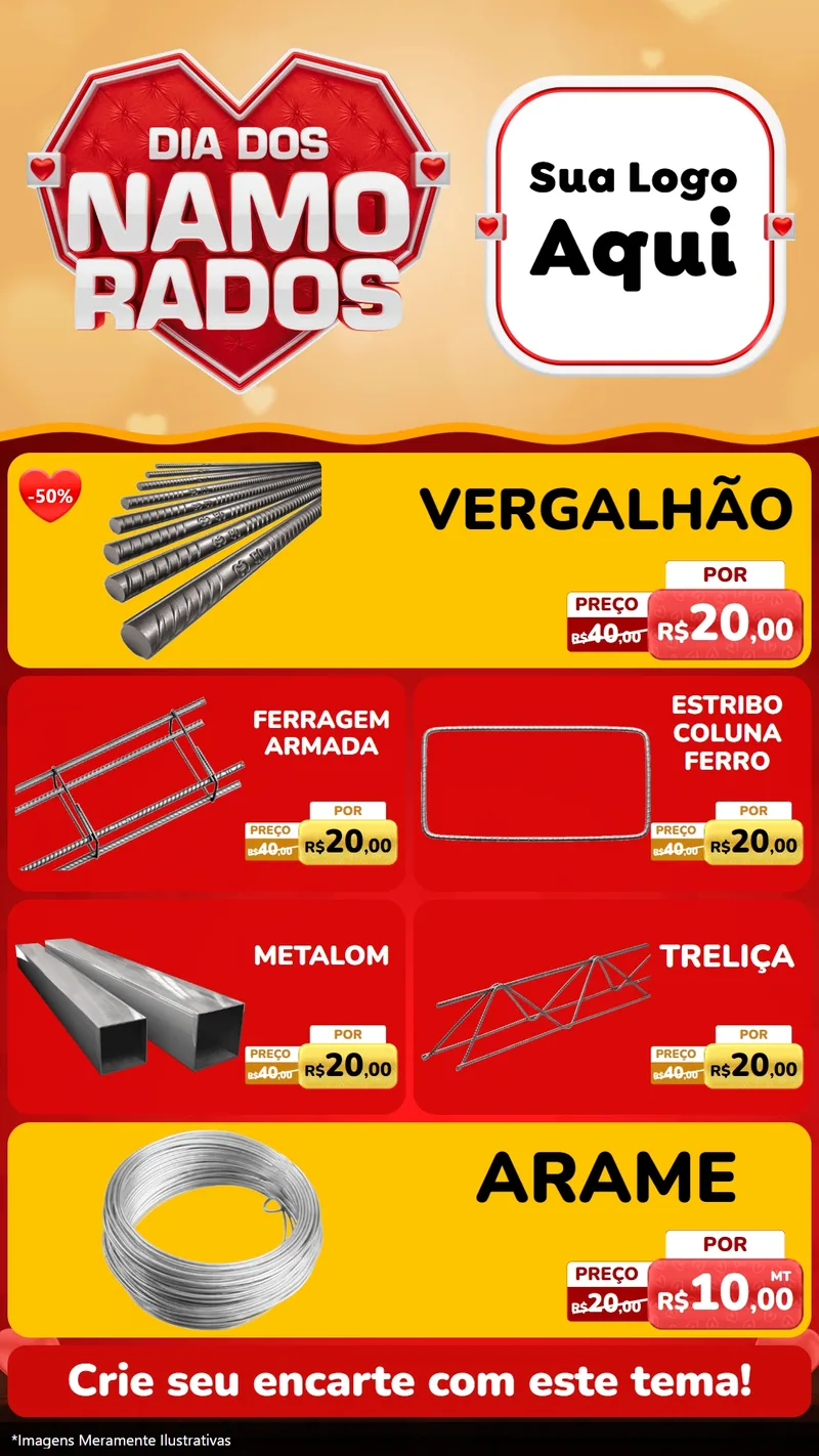 Modelo de TV para TV Vertical com o tema Dia dos Namorados para Ferragens