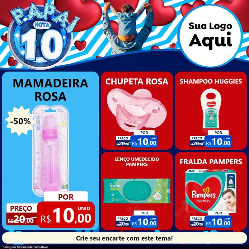Modelo de Rede Social para Feed Facebook com o tema Papai Nota 10 para Bebês