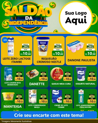 Modelo de Rede Social para Feed Instagram com o tema Saldão da Indepêndencia para Frios e Laticínios